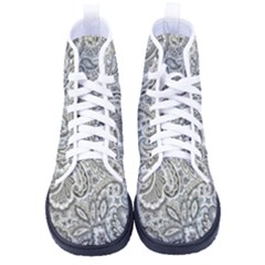 Gray Paisley Texture, Paisley Women s High-top Canvas Sneakers by nateshop