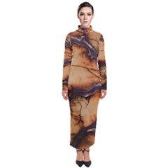 Texture Woodgrain Pattern Nature Wood Pattern Turtleneck Maxi Dress by Maspions