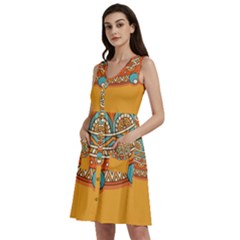 Mandala Orange Sleeveless Dress With Pocket by goljakoff