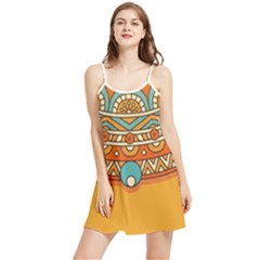 Mandala Orange Summer Frill Dress by goljakoff