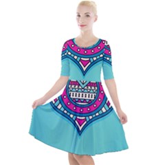 Mandala Blue Quarter Sleeve A-line Dress by goljakoff