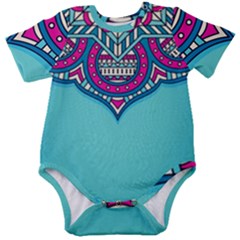 Mandala Blue Baby Short Sleeve Bodysuit by goljakoff