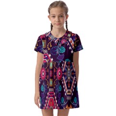 Pattern, Ornament, Motif, Colorful Kids  Asymmetric Collar Dress by nateshop