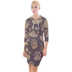 Paws Patterns, Creative, Footprints Patterns Quarter Sleeve Hood Bodycon Dress by nateshop