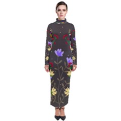 Bird Flower Plant Nature Turtleneck Maxi Dress by Maspions