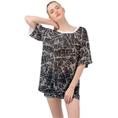 Rebel Life: Typography Black And White Pattern Oversized Chiffon Top by dflcprintsclothing