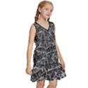 Rebel Life: Typography Black and White Pattern Kids  Sleeveless Tiered Mini Dress View3