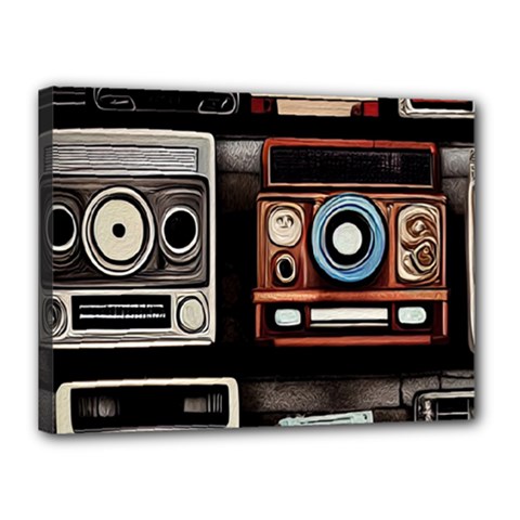 Retro Cameras Old Vintage Antique Technology Wallpaper Retrospective Canvas 16  X 12  (stretched) by Grandong