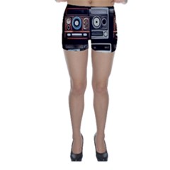 Retro Cameras Old Vintage Antique Technology Wallpaper Retrospective Skinny Shorts by Grandong