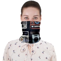 Retro Cameras Old Vintage Antique Technology Wallpaper Retrospective Face Covering Bandana (adult) by Grandong