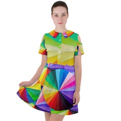 Bring Colors To Your Day Short Sleeve Shoulder Cut Out Dress  by elizah032470