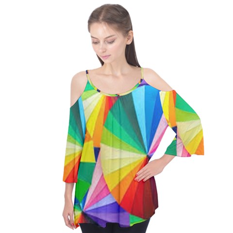 Bring Colors To Your Day Flutter Sleeve T-shirt  by elizah032470