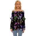 Abstract Pattern Flora Flower Off Shoulder Chiffon Pocket Shirt View1