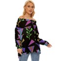 Abstract Pattern Flora Flower Off Shoulder Chiffon Pocket Shirt View3