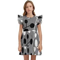 Abstract Nature Black White Kids  Winged Sleeve Dress by Maspions