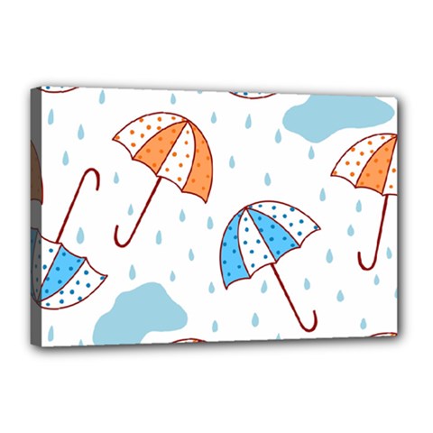 Rain Umbrella Pattern Water Canvas 18  X 12  (stretched) by Maspions