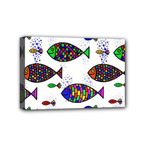 Fish Abstract Colorful Mini Canvas 6  X 4  (stretched) by Maspions