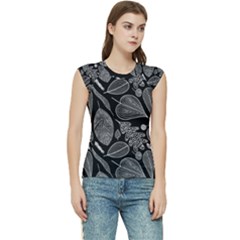 Leaves Flora Black White Nature Women s Raglan Cap Sleeve T-shirt by Maspions