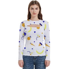 Pattern-fruit-apples-green Women s Cut Out Long Sleeve T-shirt by Maspions