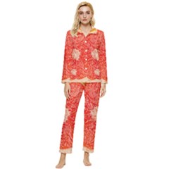 Grapefruit-fruit-background-food Womens  Long Sleeve Velvet Pocket Pajamas Set by Maspions