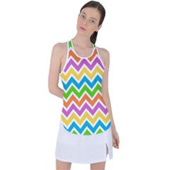 Chevron Pattern Design Texture Racer Back Mesh Tank Top by Apen