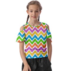 Chevron Pattern Design Texture Kids  Butterfly Cutout T-shirt by Apen