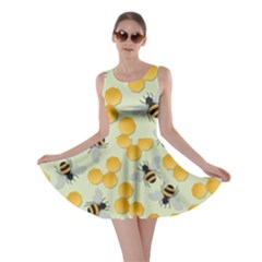 Bees Pattern Honey Bee Bug Honeycomb Honey Beehive Skater Dress by Bedest