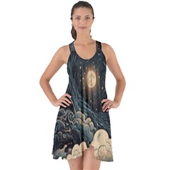 Starry Sky Moon Space Cosmic Galaxy Nature Art Clouds Art Nouveau Abstract Show Some Back Chiffon Dress by Posterlux