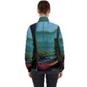 Boat Canoe Swamp Bayou Roots Moss Log Nature Scene Landscape Water Lake Setting Abandoned Rowboat Fi Women s High Neck Windbreaker View2