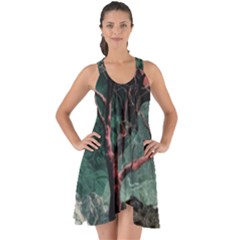 Night Sky Nature Tree Night Landscape Forest Galaxy Fantasy Dark Sky Planet Show Some Back Chiffon Dress by Posterlux