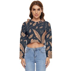 Background Pattern Leaves Texture Women s Lightweight Cropped Hoodie by Maspions