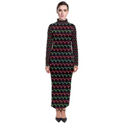 Geometric Pattern Design Line Turtleneck Maxi Dress by Maspions