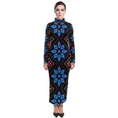 Flowers Pattern Floral Seamless Turtleneck Maxi Dress by Maspions