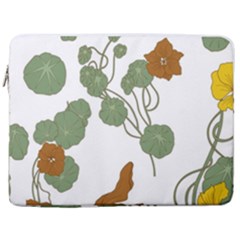 Nasturtium Flowers Plant Leaves 17  Vertical Laptop Sleeve Case With Pocket by Maspions