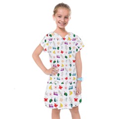 Snails Butterflies Pattern Seamless Kids  Drop Waist Dress by Maspions