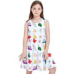 Snails Butterflies Pattern Seamless Kids  Skater Dress by Maspions