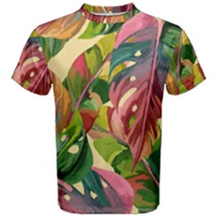 Monstera Colorful Leaves Foliage Men s Cotton T-shirt by Maspions