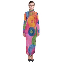 Colorful Abstract Patterns Turtleneck Maxi Dress by Maspions