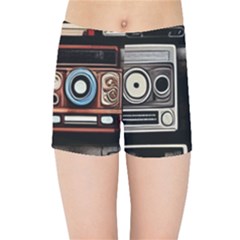 Retro Cameras Old Vintage Antique Technology Wallpaper Retrospective Kids  Sports Shorts by Grandong