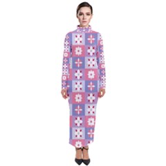 Flower Art Pattern Geometric Turtleneck Maxi Dress by Maspions