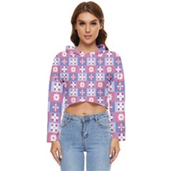 Flower Art Pattern Geometric Women s Lightweight Cropped Hoodie by Maspions