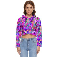 Floor Colorful Triangle Women s Lightweight Cropped Hoodie by Maspions