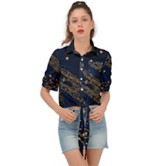 Starsstar Glitter Tie Front Shirt  by Maspions