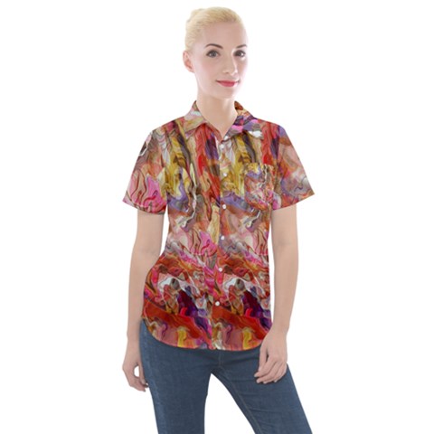 Abstract Wings Women s Short Sleeve Pocket Shirt by kaleidomarblingart