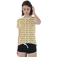 Little Bird Motif Pattern Wb Short Sleeve Open Back T-shirt by dflcprintsclothing