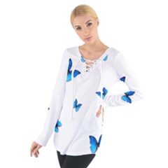 Butterfly-blue-phengaris Tie Up T-shirt by saad11