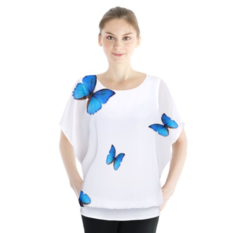 Butterfly-blue-phengaris Batwing Chiffon Blouse by saad11