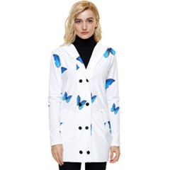 Butterfly-blue-phengaris Button Up Hooded Coat  by saad11