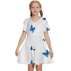 Butterfly-blue-phengaris Kids  Short Sleeve Tiered Mini Dress by saad11