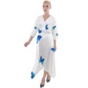 Butterfly-blue-phengaris Quarter Sleeve Wrap Front Maxi Dress View1